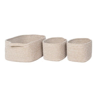 Teixo Mandenset van katoen - beige - set van 3 stuks - Mooier Thuis