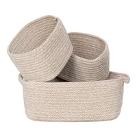 House of Nordic Teixo Mandenset van katoen - beige - set van 3 stuks
