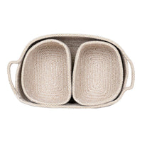 House of Nordic Teixo Mandenset van katoen - beige - set van 3 stuks - Mooier Thuis