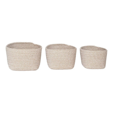 Cadima Mandenset van katoen - beige - set van 3 stuks