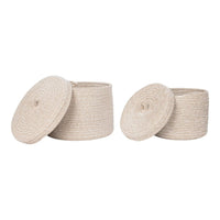 House of Nordic Sebal Mandenset van katoen - beige - set van 2 stuks