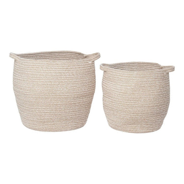 Lamas Mandenset van katoen - beige - set van 2 stuks