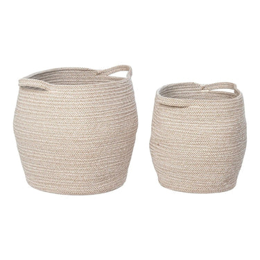 Lamas Mandenset van katoen - beige - set van 2 stuks
