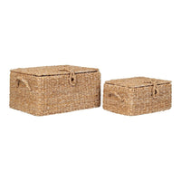 Bogra Mandenset van zeegras en ijzer - naturel - set van 2 stuks - Mooier Thuis