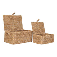 House of Nordic Bogra Mandenset van zeegras en ijzer - naturel - set van 2 stuks