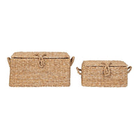 House of Nordic Bogra Mandenset van zeegras en ijzer - naturel - set van 2 stuks - Mooier Thuis