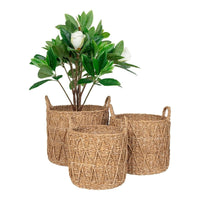 House of Nordic Krabi Mandenset van zeegras - naturel - set van 3 stuks