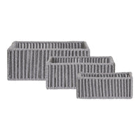 House of Nordic Arese Mandenset van katoen en metaal - grijs - set van 3 stuks