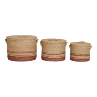 Budoni- Mandenset van zeegras - naturel/bruin - set van 3 stuks - Mooier Thuis
