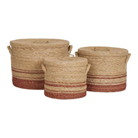 House of Nordic Budoni- Mandenset van zeegras - naturel/bruin - set van 3 stuks