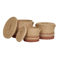 House of Nordic Budoni- Mandenset van zeegras - naturel/bruin - set van 3 stuks - Mooier Thuis