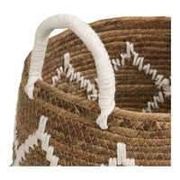 House of Nordic Altea Mandenset van bananenblad - naturel/wit - set van 2 stuks - Mooier Thuis