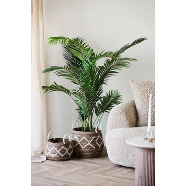 Altea Mandenset van bananenblad - naturel/wit - set van 2 stuks