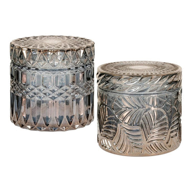Opbergpotten van glas 2 stuks - gerookt
