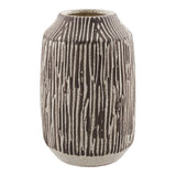 Vaas Keramiek Streeppatroon Bruin-Wit 28,5 cm - bruin en wit - Mooier Thuis