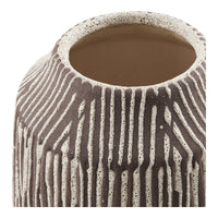 Vaas Keramiek Streeppatroon Bruin-Wit 28,5 cm