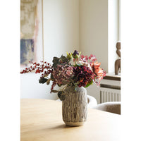 Vaas Keramiek Streeppatroon Bruin-Wit 28,5 cm
