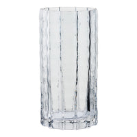 Vaas Mondgeblazen Glas Geribbeld Rookgrijs 20 cm