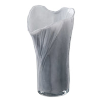 Vaas Mondgeblazen Glas Gedraaid Grijs-Wit 24 cm