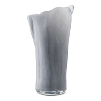 Vaas Mondgeblazen Glas Gedraaid Grijs-Wit 24 cm