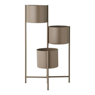 3-teiliger Stahlblumentopf – braun