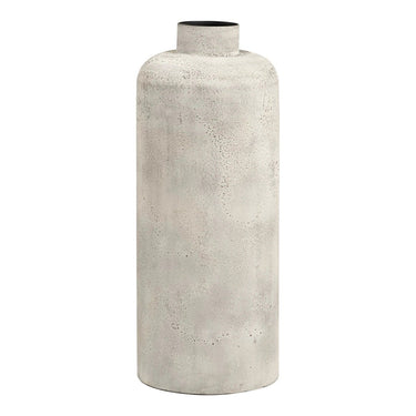 Decoratieve pot van metaal - antiek beige – groot