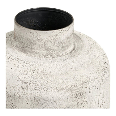 Decoratieve pot van metaal - antiek beige – groot