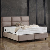 Opbergboxspring Mississippi Taupe – 140x200 cm - geweven stof en metaal - Mooier Thuis