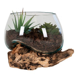 San Marino waterdrop decoratief object - naturel - 15 cm - teakhout en glas - Mooier Thuis