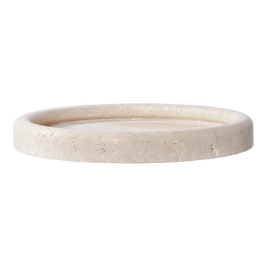 Travertin dienblad - beige - Ø25,5 × 2,5 cm