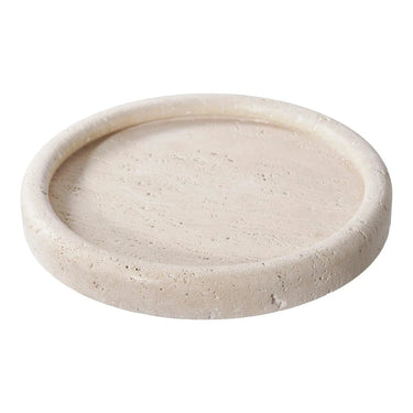 Travertin dienblad - beige - Ø25,5 × 2,5 cm