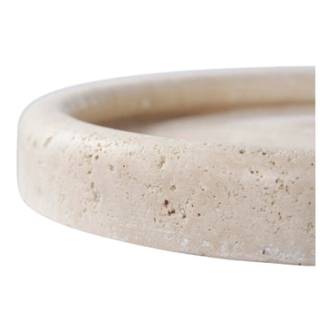 Travertin dienblad - beige - Ø25,5 × 2,5 cm