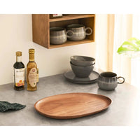 Decoratief dienblad rechthoekig van acaciahout - naturel - afbeelding 2