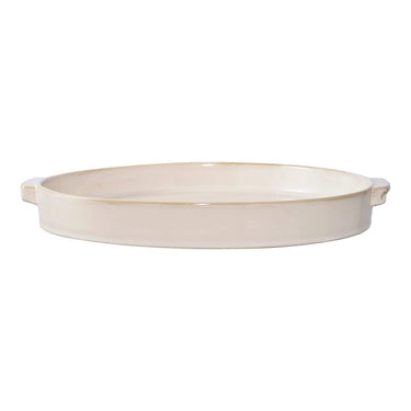 Decoratief dienblad rond van keramiek - wit
