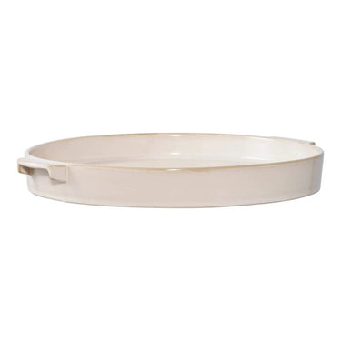 Decoratief dienblad rond van keramiek - wit