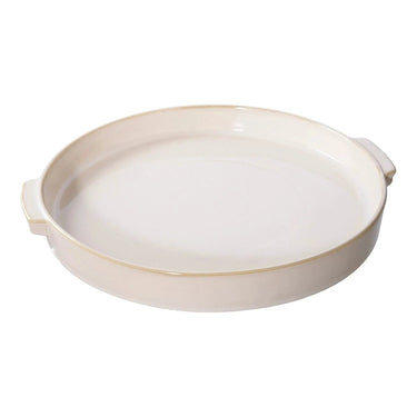 Decoratief dienblad rond van keramiek - wit