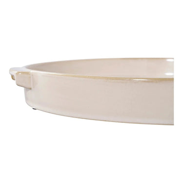 Decoratief dienblad rond van keramiek - wit