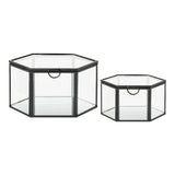 Torpe sierdozen van glas en metaal 2 stuks - helder/zwart opbergdoos - transparant - Mooier Thuis