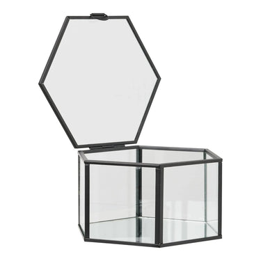 Torpe sierdozen van glas en metaal 2 stuks - helder/zwart