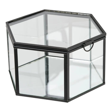 Torpe sierdozen van glas en metaal 2 stuks - helder/zwart