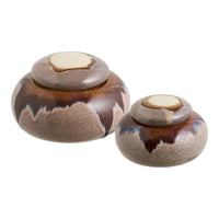 Potten met Deksel Keramiek Bruin Set van 2