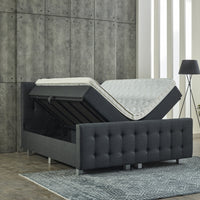 Opbergboxspring Shurgard Antraciet – 140x200 cm – Met Voetbord