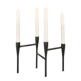 Kandelaar van staal voor dinerkaars - zwart - L5 × B28 × H21 cm - Mooier Thuis