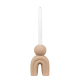 Kandelaar van grès voor dinerkaars - bruin - L10,5 × B6,5 × H17 cm - Mooier Thuis