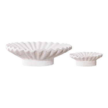 Kerzenständer aus Zement, 2-teilig – weiß – Ø 11 × 4 cm