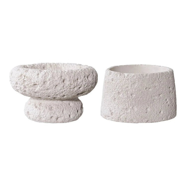 Kerzenständer aus Zement, 2-teilig – grau – Ø 10 × 6 cm