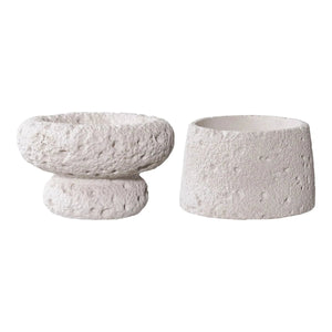 Kerzenständer aus Zement, 2-teilig – grau – Ø 10 × 6 cm