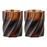 Theelichthouder van glas 2 stuks - gerookt bruin - Ø6 × 7 cm - Ø6 × H7 cm - Mooier Thuis