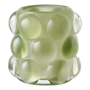 Glaskerzenständer, 2-teilig – beige/grün – Ø 8 × 8 cm