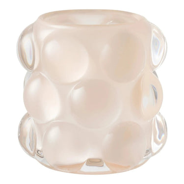 Glaskerzenständer, 2-teilig – beige/grün – Ø 8 × 8 cm